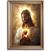 Sacred Heart of Jesus Canvas Wall Art Christ Jesus Divine Mercy Portrait Tranquility Painting Picture Wall Decor Poster Print Artwork for Living Room Bedroom Church Prayer Room Decoration Unframed
