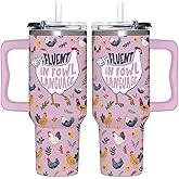 AT2Z GLOBAL Chicken Gifts for Women - Christmas, Birthday, Mothers Day Gifts Idea for Chicken Lovers - Chicken Themed 40oz Tumbler with Handle