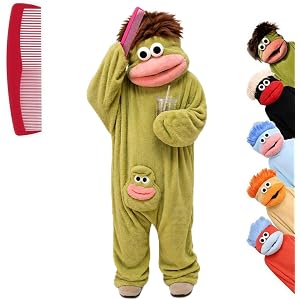 Kids Big Mouth Monster - Silly Frog Onesie Leotard Onesie Jumpsuit with Comb Funny Cozy Silly Hooded Plush Loungwear