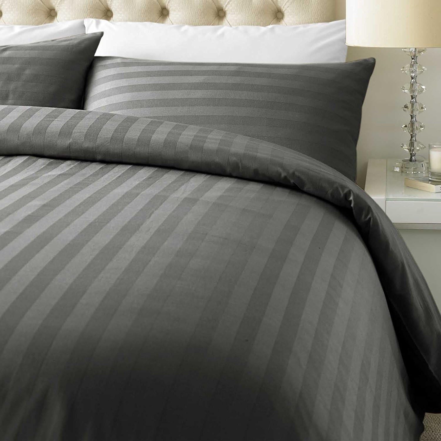 ED Luxurious 800 Thread Count Cotton Rich Satin Stripe Duvet cover with