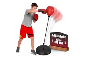 BURIUS Punching Bag Stand for Ages 8-15 – 58" Adjustable Reflex Bag Boxing Set with Gloves & Pump | Indoor Outdoor Youth Boxing Equipment for Fitness, Training & Fun | Great Christmas Sports Gift for Teens