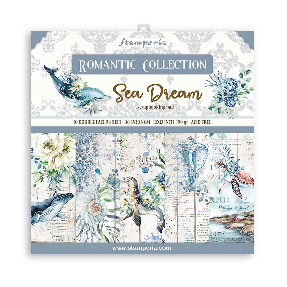 STAMPERIA INTERNATIONAL, KFT Stamperia-Scrapbooking Pad-Romantic Sea Dream, Multicoloured, 12 x 12 inches, SBBL87