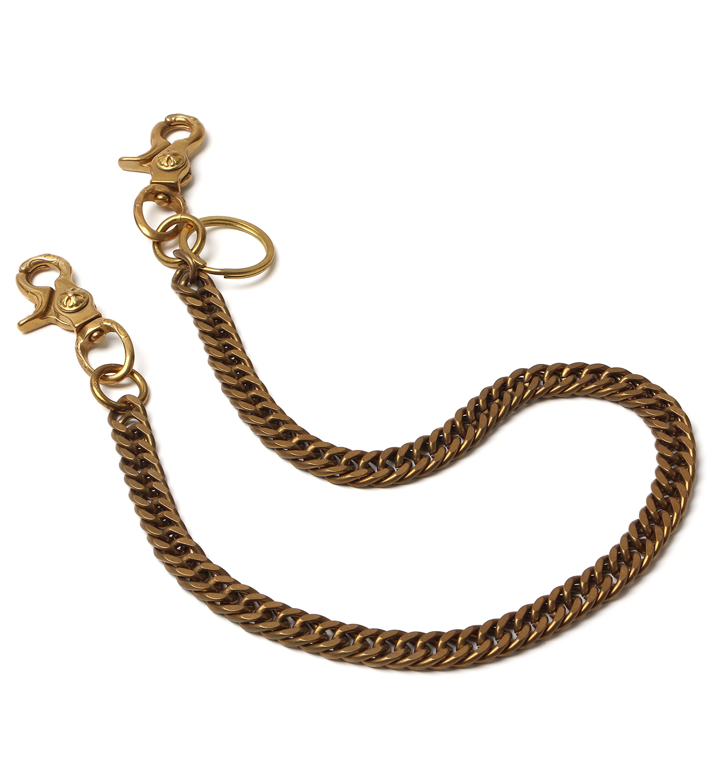 Ruth&Boaz Solid Brass Half Round Chain Biker Trucker Keychain Key Jean Wallet Chain (Retro Snap Hook, 13")