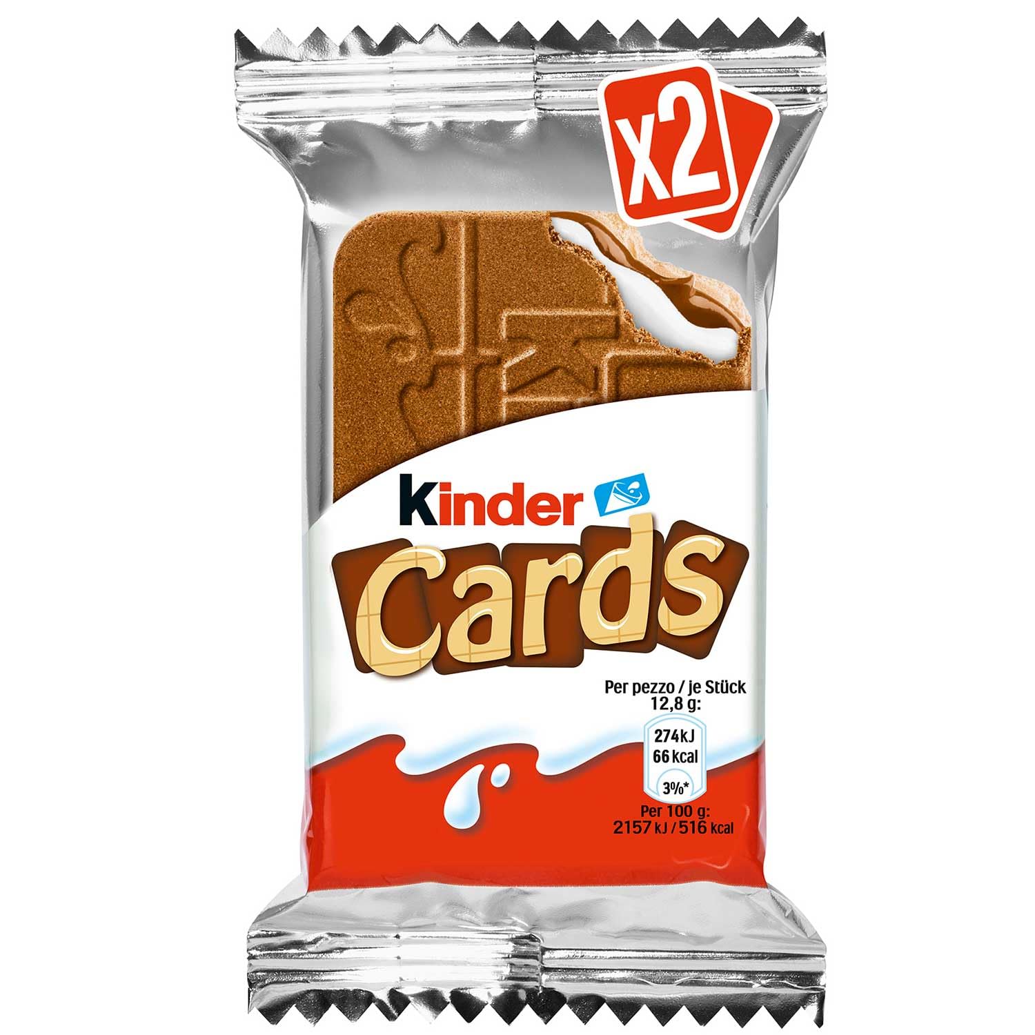 Kinder Cards - Kekswaffeln mit Milch- & Kakaocreme, knusprige Waffeln mit cremiger Füllung, Snack für unterwegs - 1 Packung, enthält 5 Einzelpackungen mit je 2 Kekswaffeln (insgesamt 10 Stück), 128 g 3