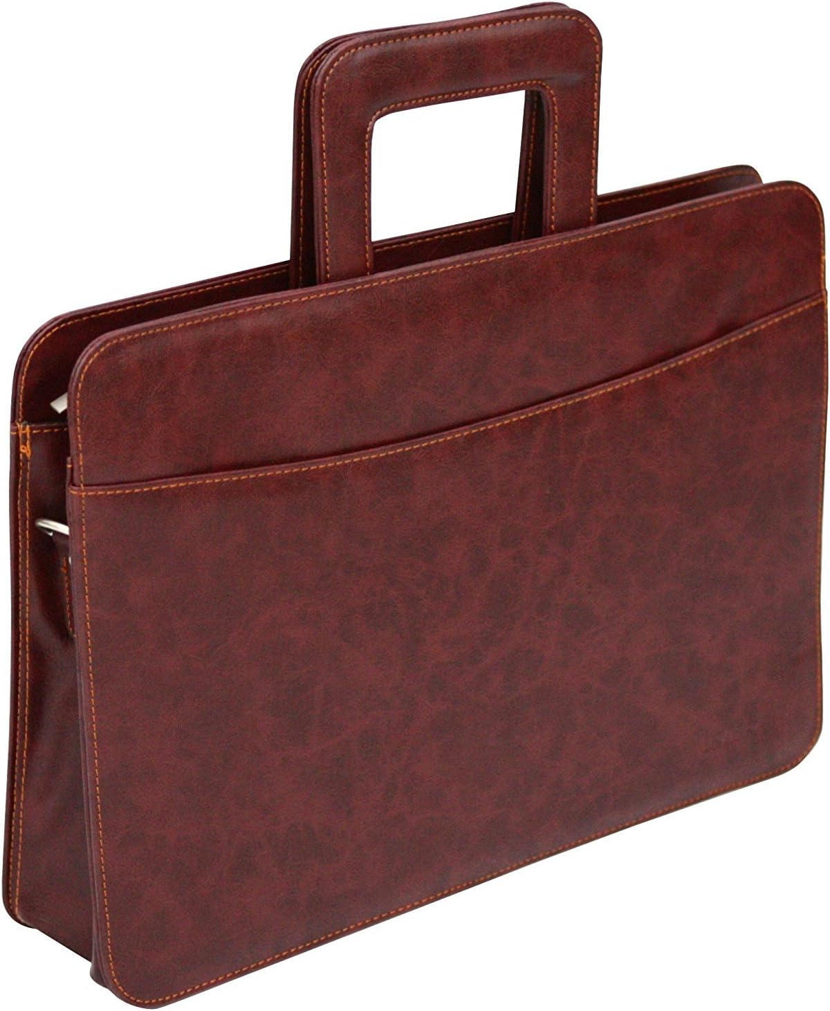 Tassia PU Leather Conference Folder - Laptop Pocket and Retractable Handles - Brown