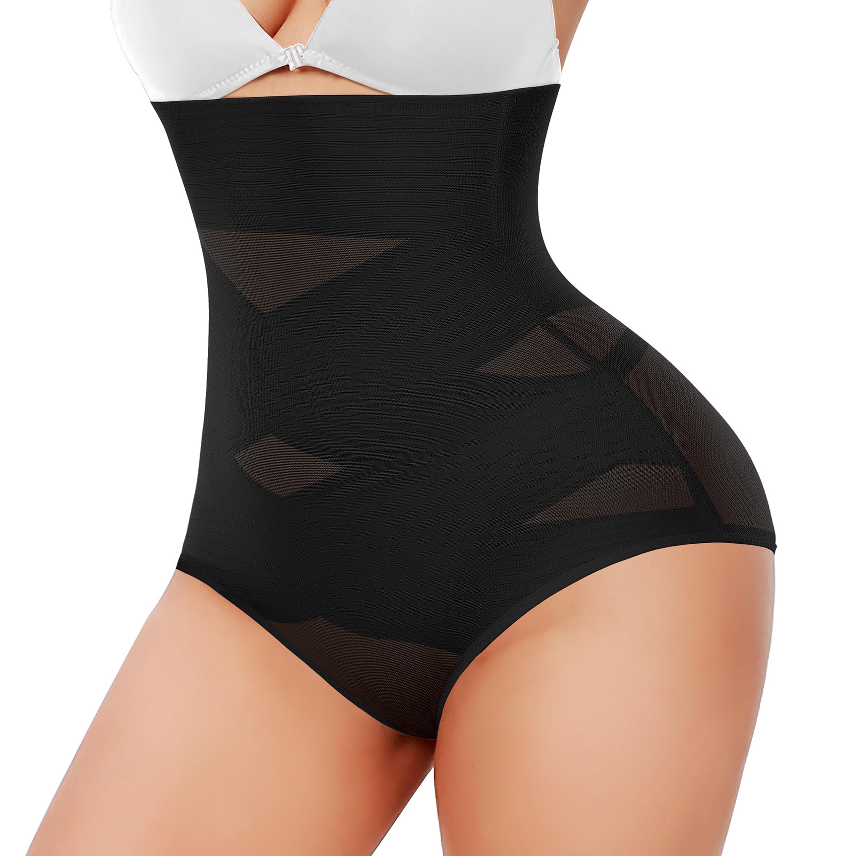 Photo 1 of Tummy Control Shapewear Panties for Women High Waist Cincher Shaping Underwear Body Shaper Girdle (#13 Black-5,S)