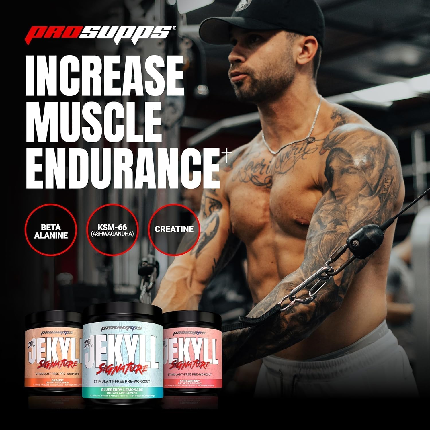 PROSUPPS Dr. Jekyll Signature Pre Workout Powder with Creatine - Stim-Free Preworkout Supports Focus & Endurance - Caffeine-Free Gym & Fitness Supplements (Blueberry Lemonade, 30 Servings)