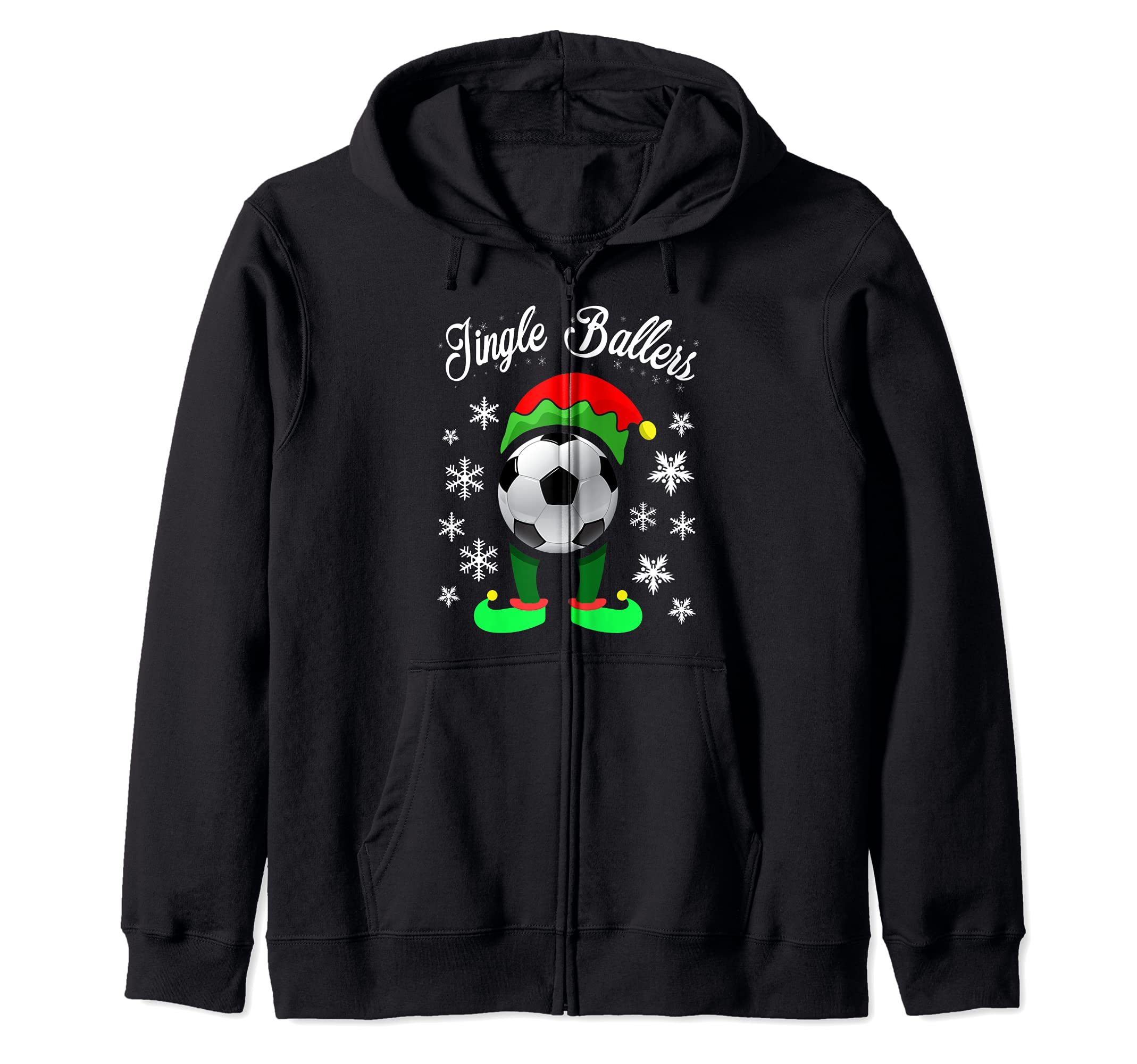 Jingle Ballers Christmas Soccer Football Elf Zip Hoodie