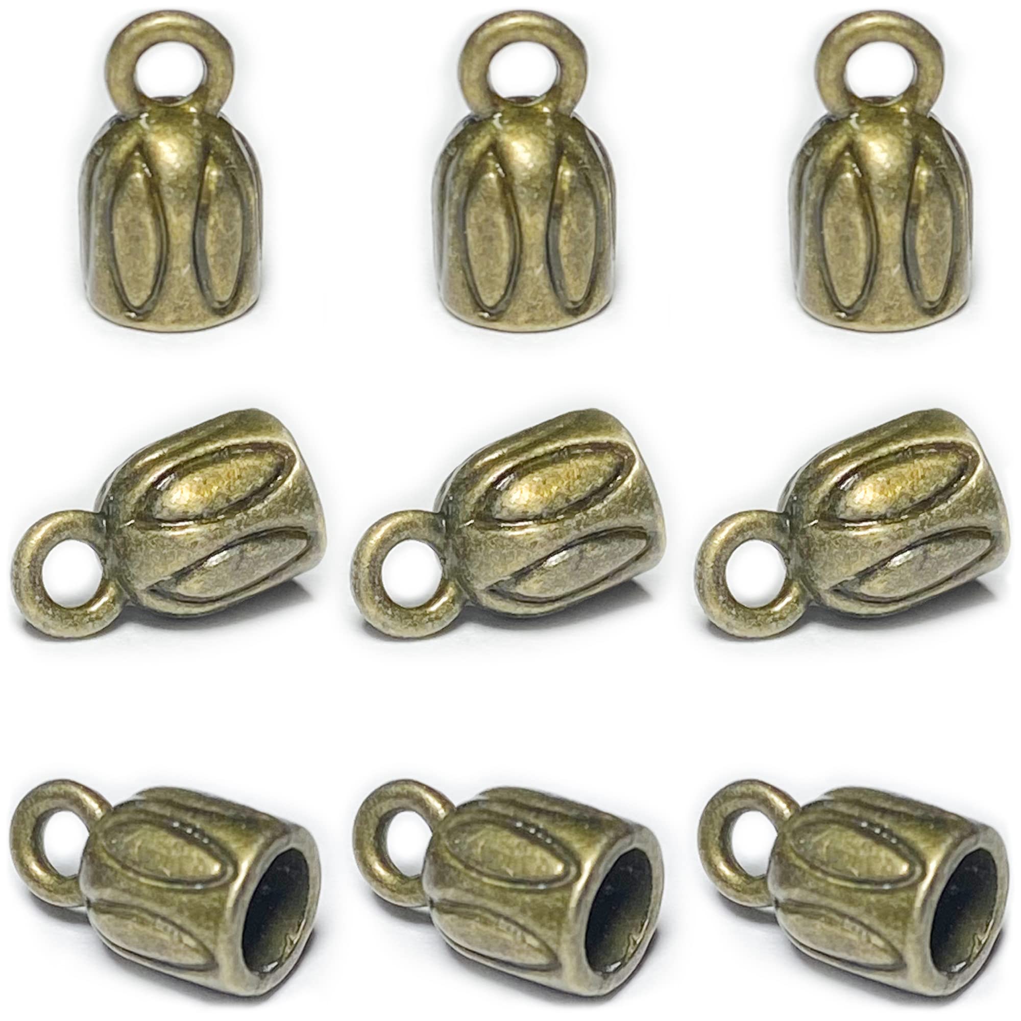 Antique Bronze 3mm Leather Cord end caps Small Cord Crimp Jewelry Making Supplies 110 Pieces