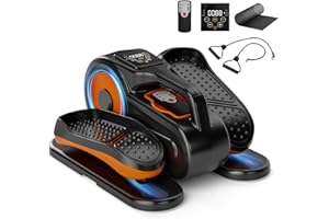 TDH Under Desk Elliptical Machine, Ellipse Exercise Machine with Remote Control, Electric Elliptical Machine for Seniors Home Office Use, Quiet & Portable, Resistance Band & 12 Adjustable Speed