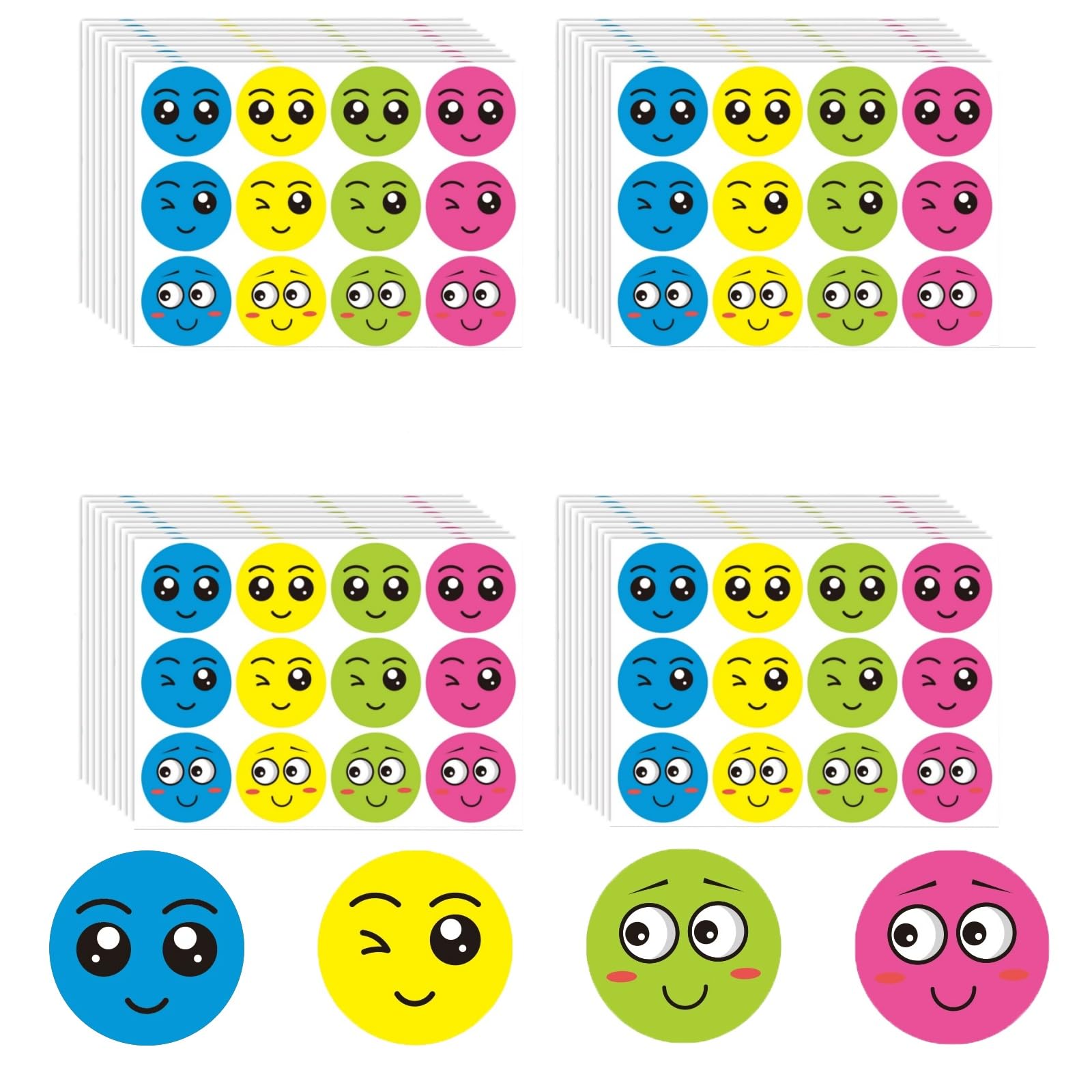 Hedayu 40 Sheets Smiley Face Stickers, Emotion Stickers, Multicolor Educational Reward Labels, Expression Diary Sticker for Teacher Parents School Scrapbook DIY Decorations