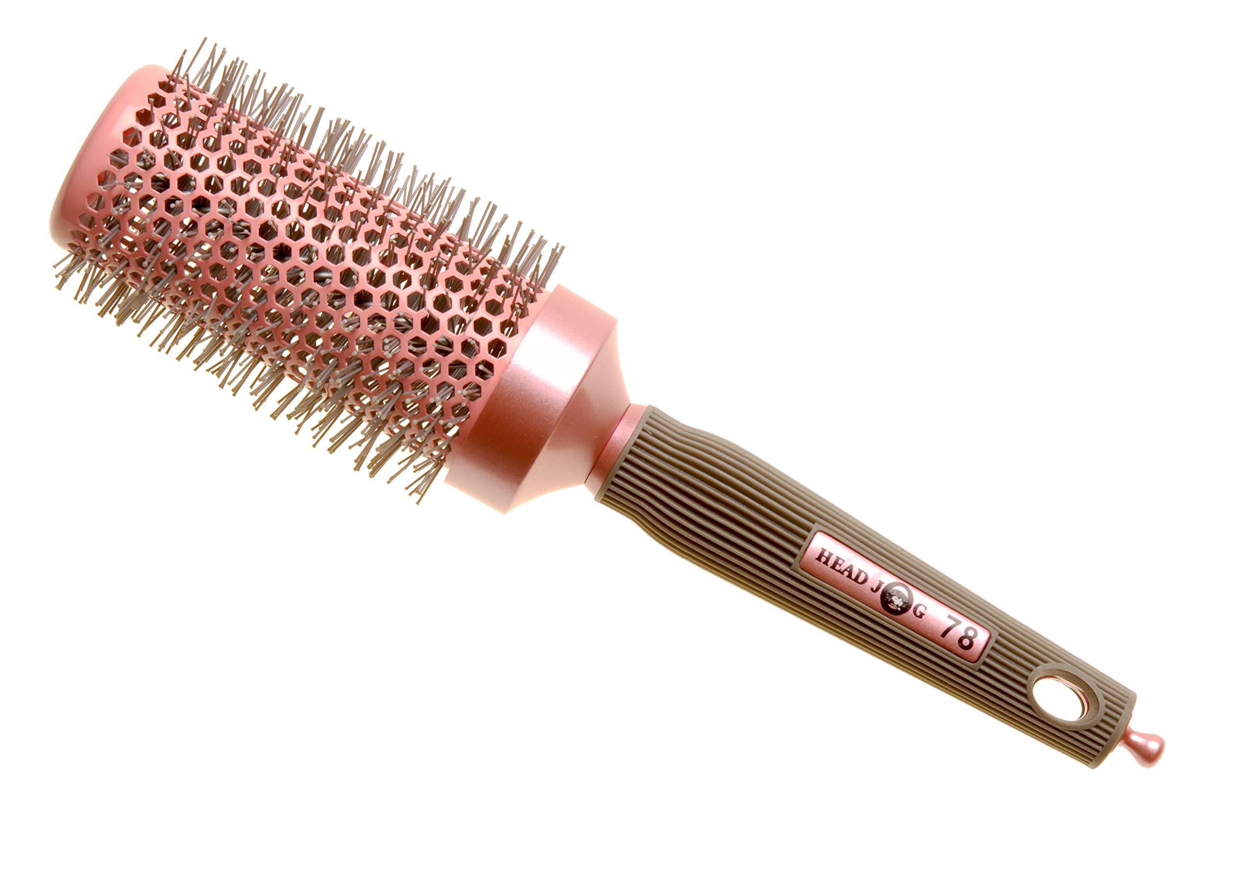 Head Jog 78 Pink Radial Brush. Ceramic Coating Barrel with Nylon Bristle & Rubber Handle. Lightweight & Durable Hair Brush for Hairdressing. Reduce Frizz for Healthy Looking Hair. (43mm) — image 1