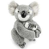 JUSTQUNSEEN 2PCS Koala Stuffed Animal with Baby Hugging Koala Bear Plush Toy 10 Inch Cute Soft Mom and Baby Plushies for Girl