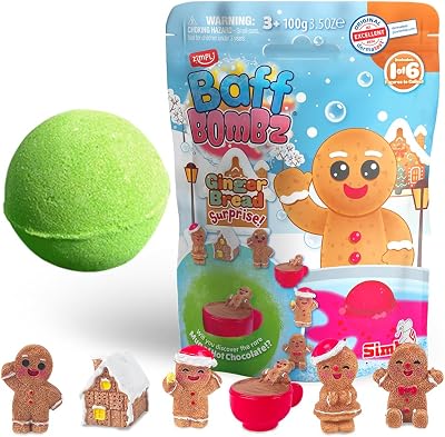 ZIMPLI Christmas Surprise Bath Bomb Gingerbread Toy 100g Large Bath Bomb