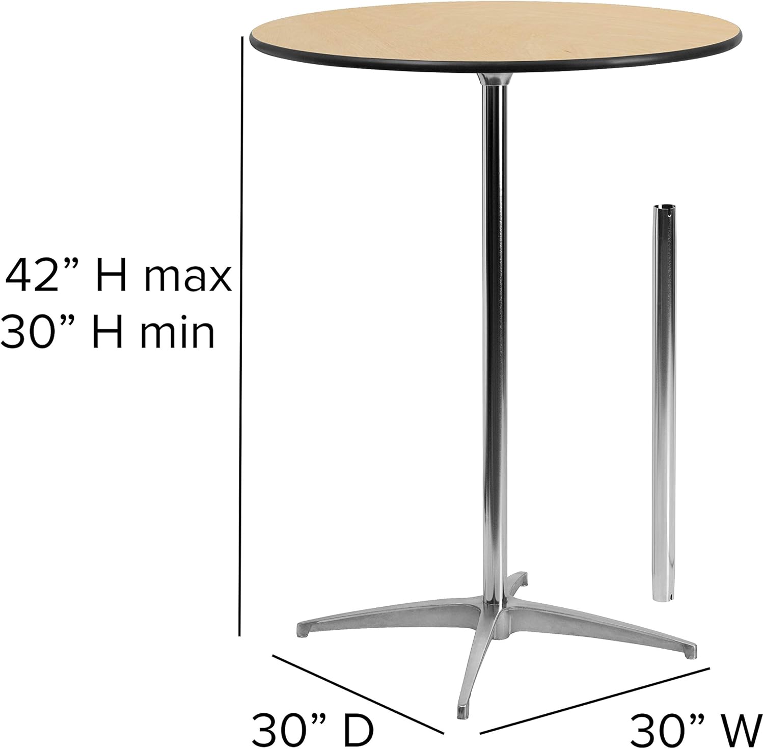 Flash Furniture 30'' Round Wood Cocktail Table with 30'' and 42'' Columns: Furniture & Decor