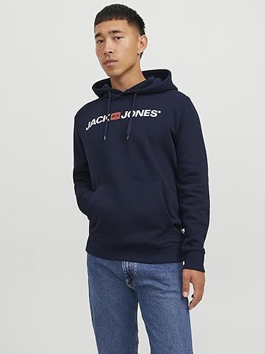 Jack Jones Men's Hoodie, Navy Blazer, S in Oman Whizz Fashion - Technical View