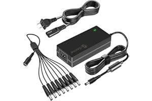 Gonine 12V CCTV Security Camera Power Supply with 8-Way Power Splitter Cable, 110-240V AC to DC 12 Volt 5A 60W Adapter for Lo