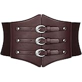 JKEEMI Women Corset Belt Wide Stretchy Waspie Elastic Waist Belt with Gold Buckle for Daily Cosplay Halloween Costume