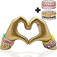 ENNAS Gold Heart Hands Sculpture - 5.9" Taylor Love Finger Gesture Statue - Elegant Abstract Art for Home Wedding Decor Artistic Love Expression(with Bracelet)