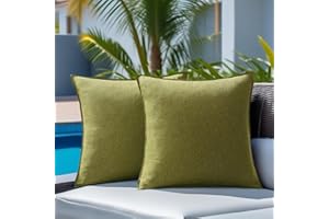 NASIGORENG Pack of 2 Waterproof Pillow Covers Decorative Outdoor Pillows Sofa Cushion Covers Garden Spring Pillowcase Couch Cushion Cases for Patio Balcony Tent Sunbrella Beach Deck 18x18 Inch Olive Green