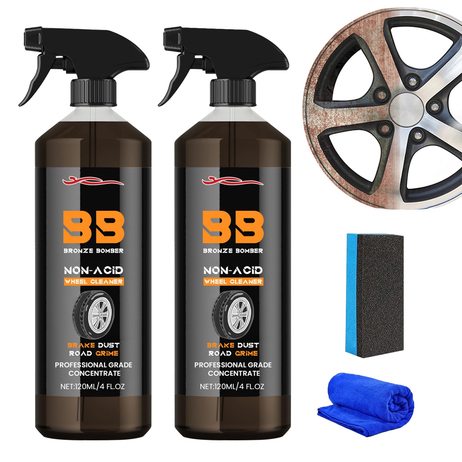 Photo 1 of ***2 PCS****KOQ 2PCS Brake Bomber Cleaner Powerful Wheel Cleaner, 120ML BB Break Bomber Non-Acid Wheel Cleaner, Perfect for Cleaning Wheels and Tires, Rim Cleaner & Brake Dust Remover
