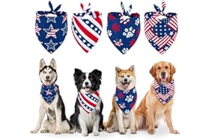 TBC PET 4th of July Dog Bandanas 4 Pack Triangle Bibs Pet Scarf for Boy and Girl Gift, Premium Durable Fabric, Bandana for Small Medium Large and Extra Large Dogs Cat (Large)