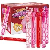 120PCS Valentines Bubble Wands, Mini Bubble Wands for Valentines Party Favors, Valentines Gift Toys for Girls Boys Kids Toddler Adults, Party Bag Stuffers Goodie Bag Filler, Classroom Prizes