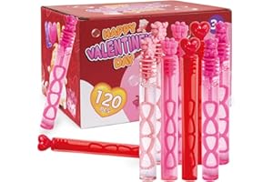 AVISKI 120PCS Valentines Day Bubble Wands, Mini Bubble Wands for Valentines Day Party Favors, Valentines Gift Toys for Girls Boys Kids Toddler Adults, Party Bag Stuffers Goodie Bag Filler, Classroom Prizes