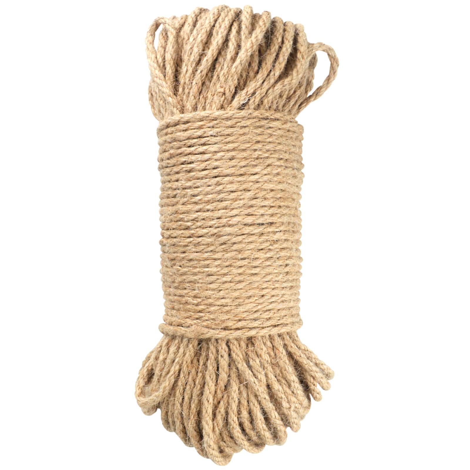 KINGLAKE 5mm Hemp Rope, 20m Thick Garden Jute Rope String 3 Ply Art Craft Twine For Gift Packing Garden Bundling