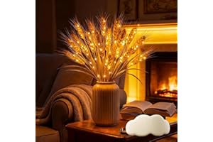 Golden Harvest Light, Wheat Stalks Decor Table Lamp with Vase, LED Wheat Stalk Decorative Lamp, Rustic Farmhouse Accent Light