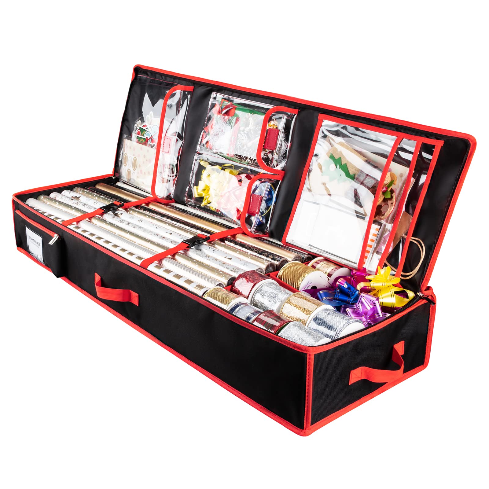 BRANTMAKER Wrapping Paper Storage Wrap Fabric Storage Bag (102.9 * 35.5 * 15.2 cm) with Durable OxfordFabric, for Xmas Birthday Gift Wrapping Paper Roll Accessories (Without Fibre Rods)