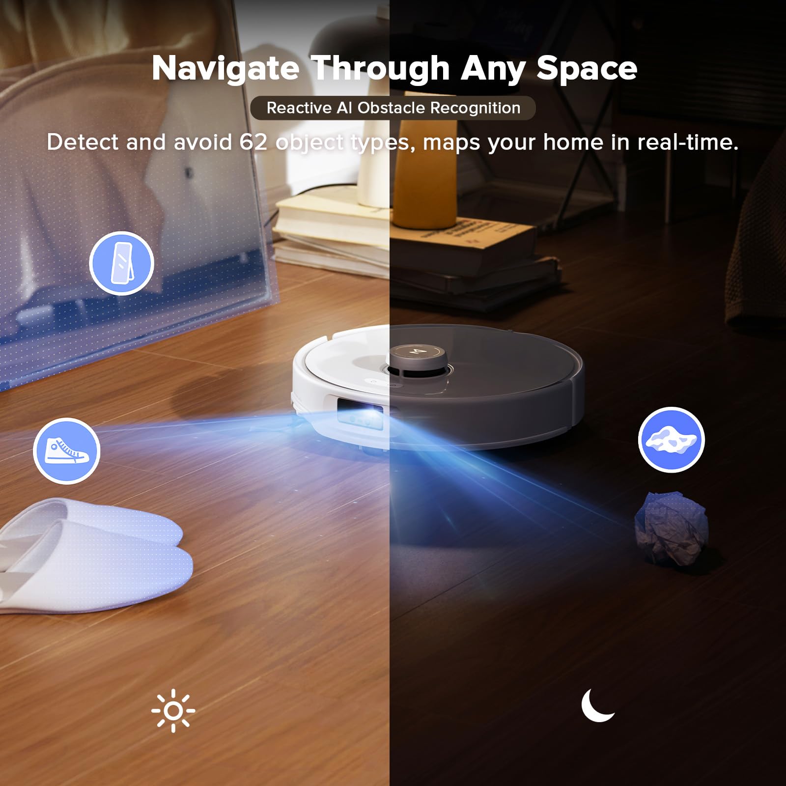 roborock Qrevo Curv Robot Vacuum Cleaner with Mop, 18,500 Pa, Zero-Tangling, FlexiArm, AdaptiLift Chassis, Liftable Brush&Mops, 75°C Hot Water Mop Washing, Intelligent Dirt Detection&Voice Assistant