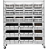 Seville Classics Heavy Duty NSF Bin Rack Solid Steel Wire Shelving Storage Unit, Patented Organizer for Garage, Warehouse, Office, Restaurant, Classroom, Kitchen, Gray, Includes 21 Bins