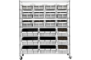Seville Classics Heavy Duty NSF Bin Rack Solid Steel Wire Shelving Storage Unit, Patented Organizer for Garage, Warehouse, Office, Restaurant, Classroom, Kitchen, Gray, Includes 21 Bins