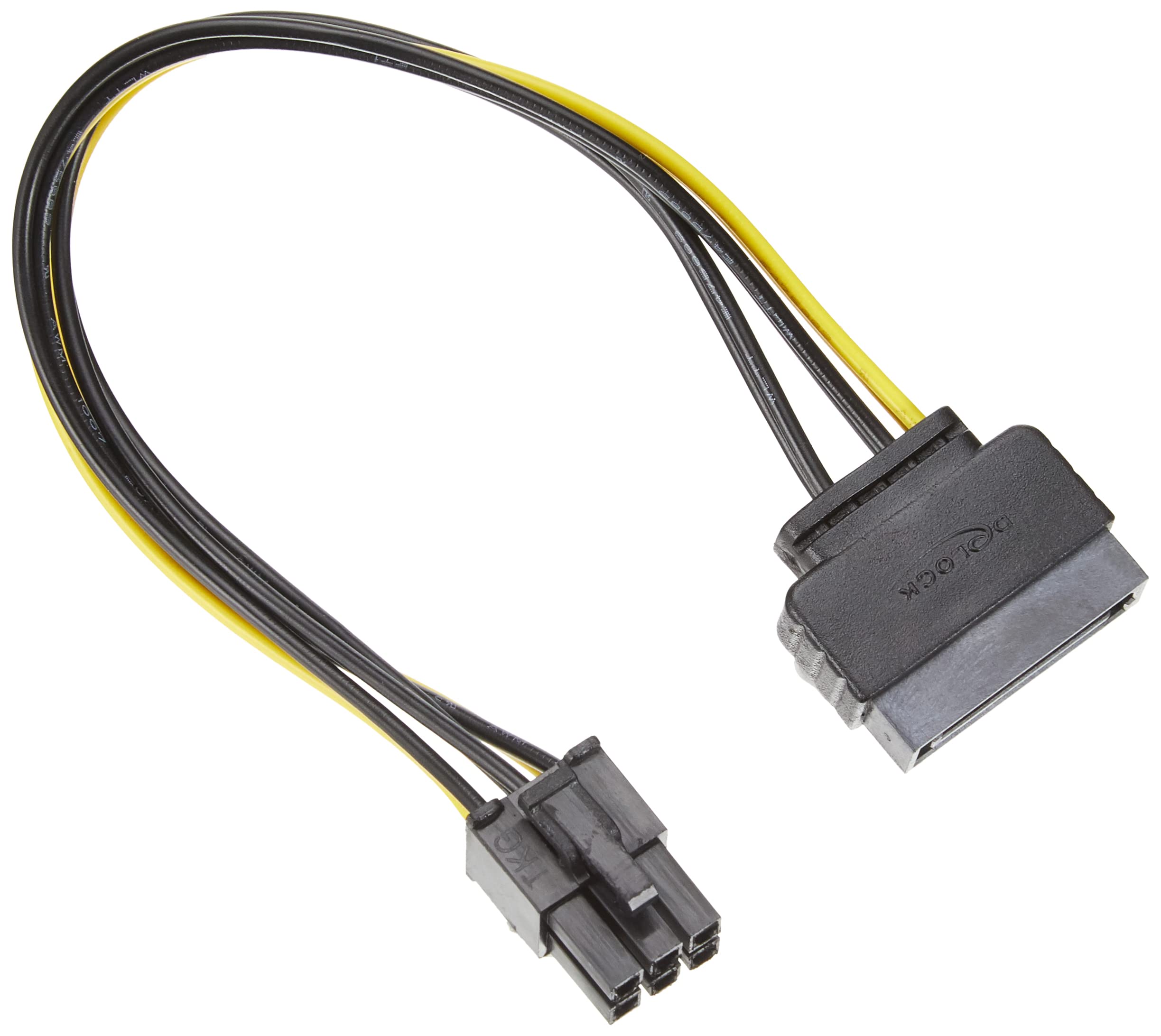 Delock PCI express SATA cable (15-pin to 6-pin, 21 cm) Black / Yellow 1er Pack