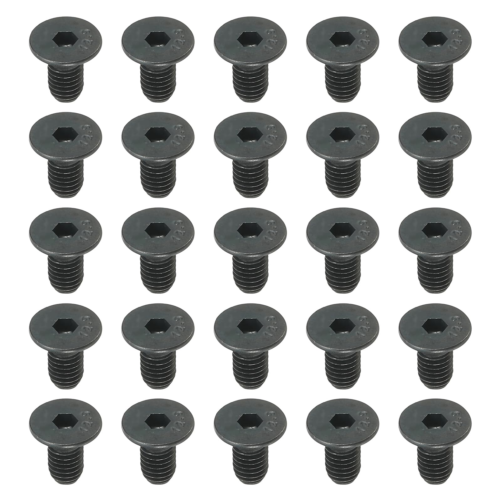 PATIKIL M5 x 10 mm Flat Head Socket Cap Screws, 50 Pack Flat Countersunk Bolts Medium Carbon Steel Hex Socket Drive Machine Screws Full Thread Black Oxide Grade 10.9
