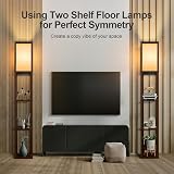 OUTON Floor Lamp with Shelves Walnut Brown LED USB Type C 3 Color Temp view 7