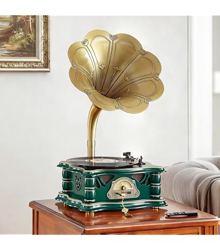 Amazon.com: Mini Gramophone Vintage Copper Horn Record Player with