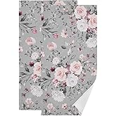 QINGAIYUA 2 Pcs Grey Pink Roses Floral Hand Towels for Bathroom 14"x28",Soft Quick Dry Bouquet Blooming Flower Farmhouse Gray Guest Bath Towels,Decorative Towels for Bathroom Kitchen Dish Face Gym