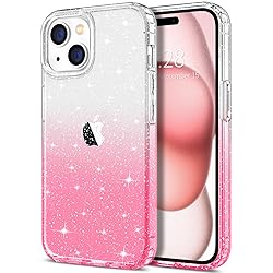 Hython for iPhone 15 Case Glitter, Cute Clear