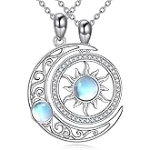 JBAERD Couples BFF Matching Necklaces 925 Sterling Silver Cross/Yin Yang/Sun Moon/Mountain Wave Pendant Necklace Anniversary Birthday Gifts