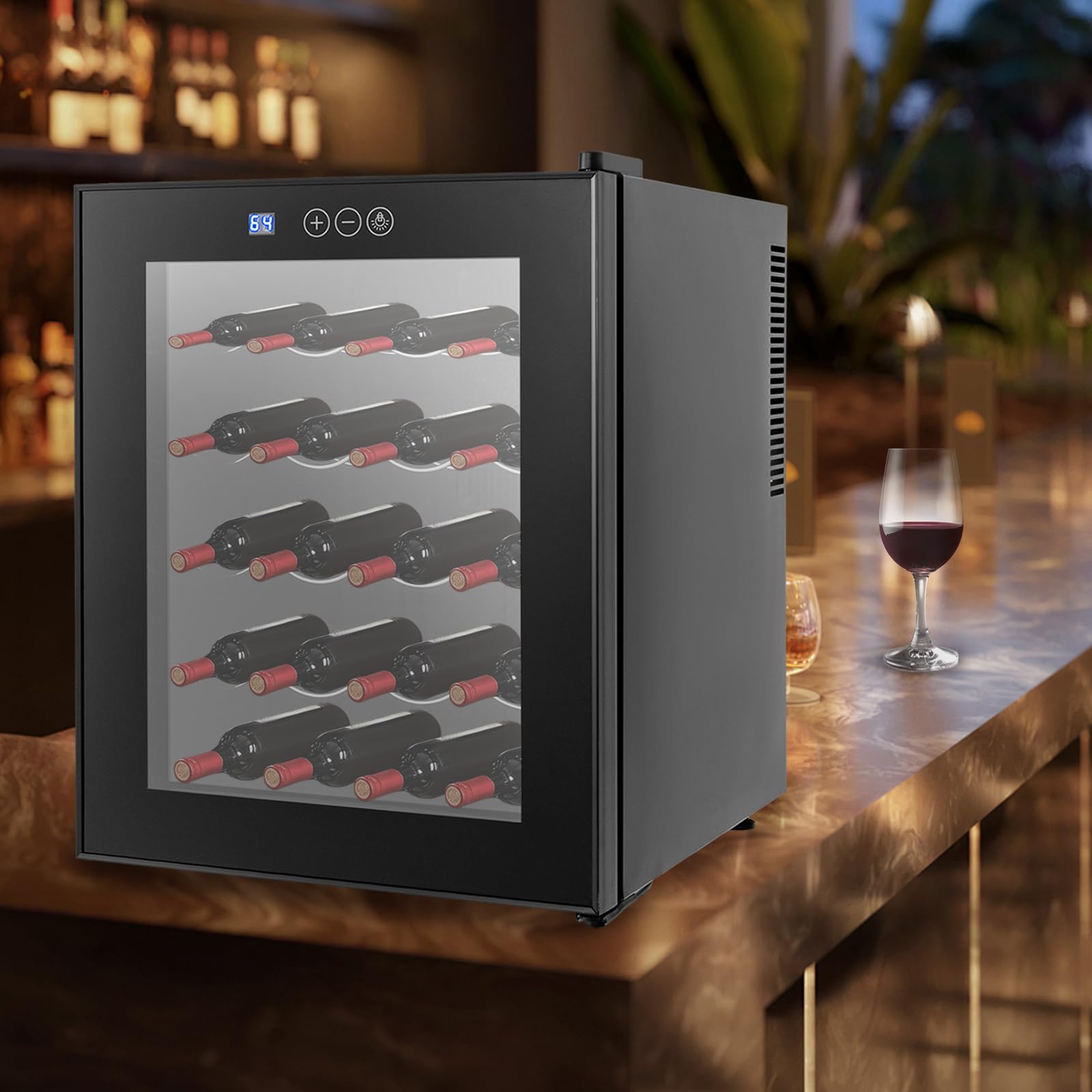 ILWorkTLs 20 Bottle Wine Fridge, Freestanding Compressor Wine Cooler Refrigerator with Digital Temperature Control and Double-layer Glass Door,Beverage Wine Chiller for Home, Office, Bar