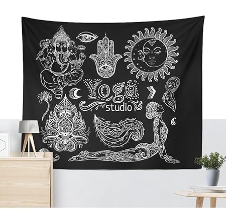 Magiböes Nero E Bianco Yoga Parete Tappeto Etnico Insignien