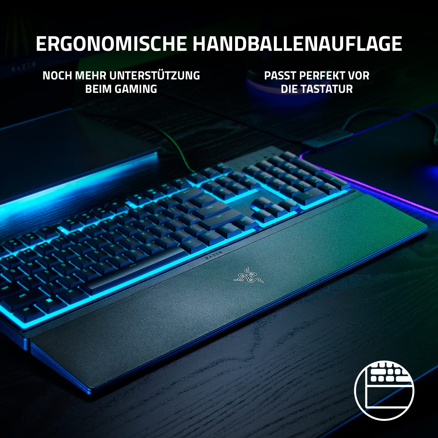 Razer Ornata V3 X - Flache Membran-Tastatur mit Chroma RGB (Lautlose Membran-Switches, Ergonomische Handballenauflage, Tastenkappen Anti-UV-Beschichtung) QWERTZ DE-Layout | Schwarz 7
