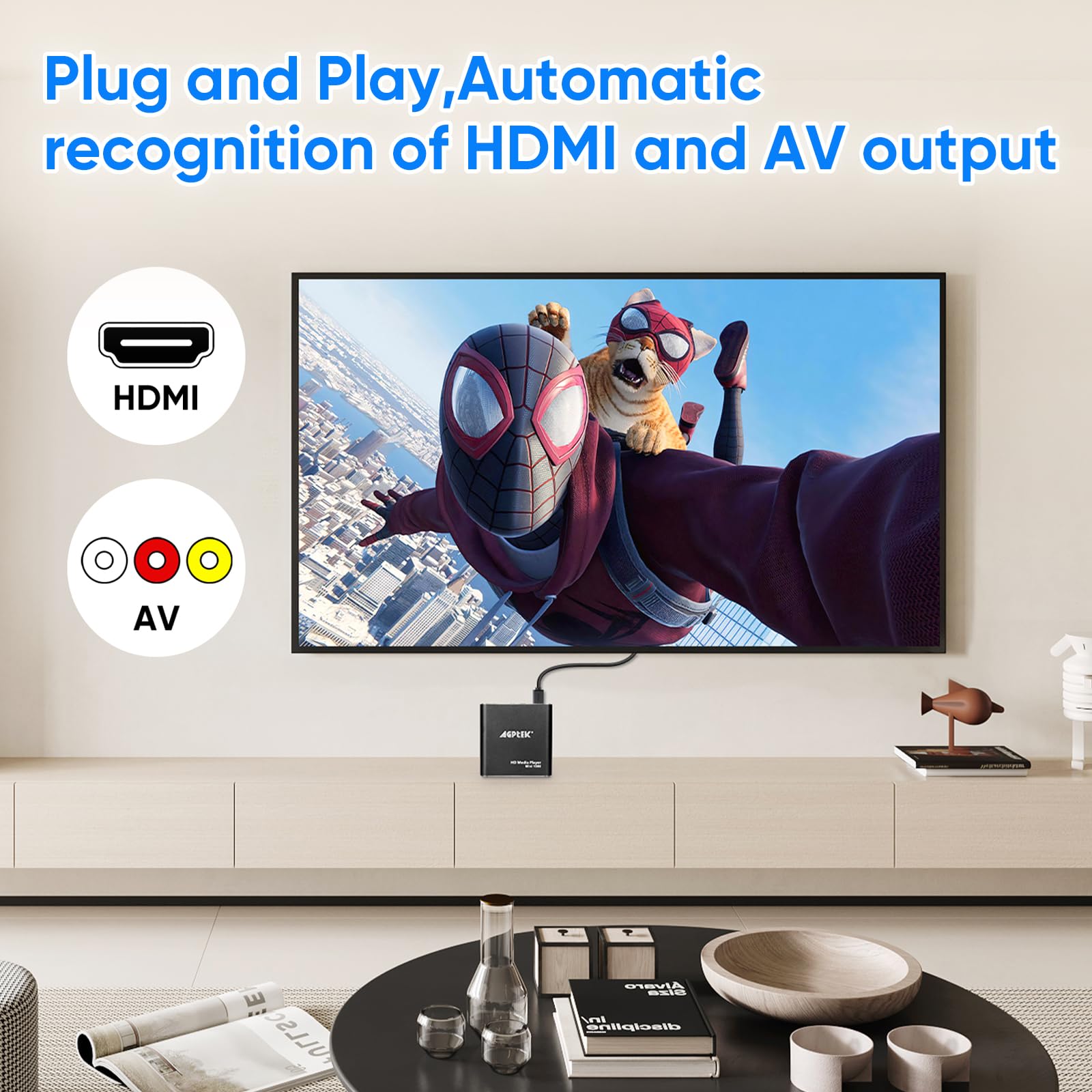 HDMI Media Player, Black Mini 1080p Full-HD Ultra HDMI Digital Media Player for -MKV/RM- HDD USB Drives and SD Cards