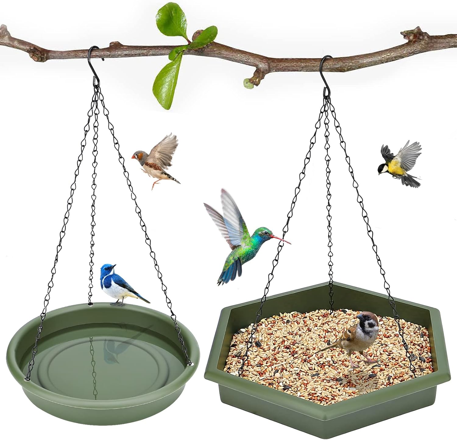Backyard Birding & Wildlife - Hanging Bird Bath，Bird Bath - Bird Feeder, 2 in 1 XL Hanging Bird Feeder & Bird Bath for Outside, Hanging Bird Baths for Outdoors
