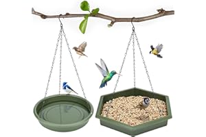 BATHTH Hanging Bird Bath，2 in 1 XL Hanging Bird Feeder & Birds Bath for Outside, Birds Water Feeder,Tray for Outdoors Garden Patio Decoration