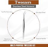ASM Stainless Steel Dental Tweezers Serrated Surgical Jaws Cotton Pliers Set view 4