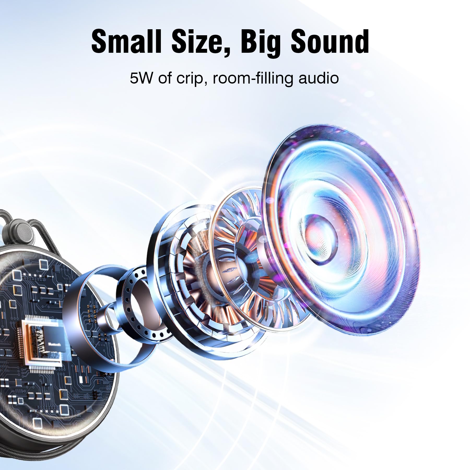 INSMY C12 IPX7 Waterproof Shower Bluetooth Speaker, Portable Small Speaker, Speakers Bluetooth Wireless Loud Clear Sound Support TF Card Suction Cup for Kayak Canoe Beach Gift (Black)