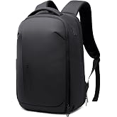 FENRUIEN Expandable Laptop Backpack for Men 15.6 Inch, Business Travel | Padded Laptop Compartment for Office &amp; Commute, TSA‑Friendly, USB A&amp;C Charging Ports, Luggage Strap, Water‑Resistant, Black